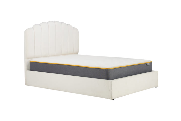 Monaco Ottoman Bed with Super Soft Teddy Bear Fabric and Stylish Fan-Shaped Headboard