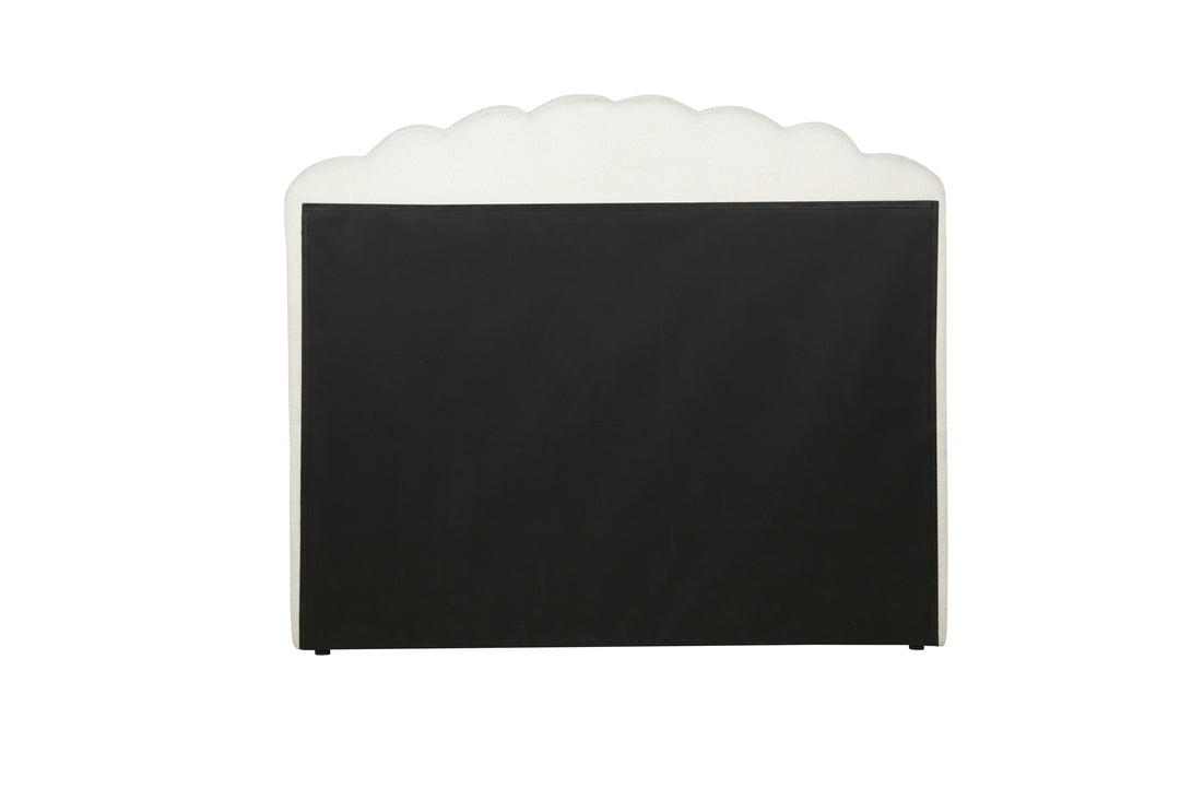 Monaco Ottoman Bed with Super Soft Teddy Bear Fabric and Stylish Fan-Shaped Headboard