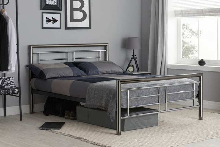 Montana Steel Bed Frame with Sprung Slatted Base for Enhanced Comfort