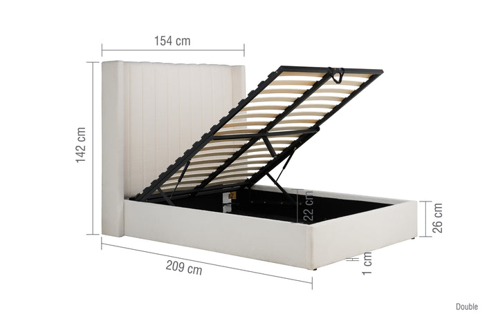 Maisey Ottoman Bed with Luxurious White Bouclé Upholstery for Elegant Bedrooms