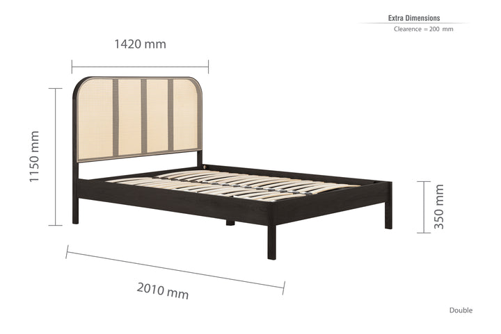 Margot Rattan Bed Frame with Curved Headboard and Sprung Slatted Base
