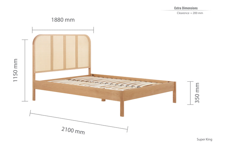 Margot Rattan Bed Frame with Curved Headboard and Sprung Slatted Base