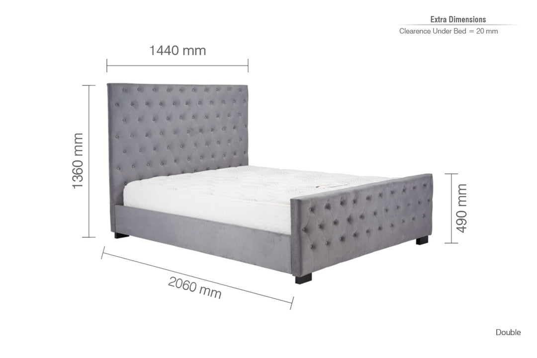 Luxurious Velvet Upholstered Marquis Bed with Tufted Headboard