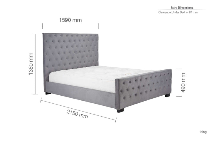 Luxurious Velvet Upholstered Marquis Bed with Tufted Headboard