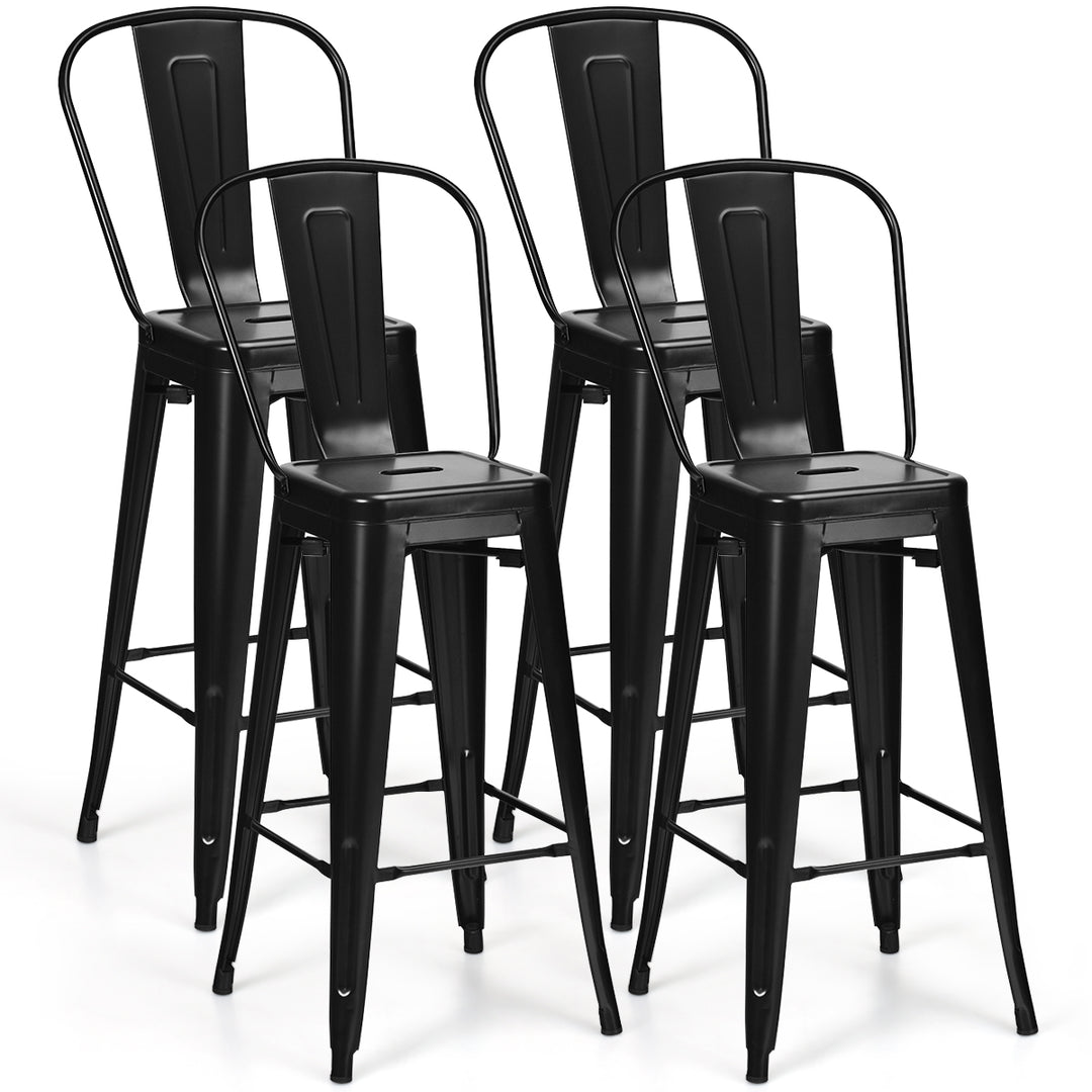 Metal Bar Stools with Removable Back, Rubber Feet for Kitchen, Bar, Restaurant - TidySpaces