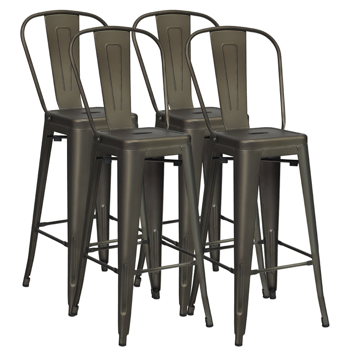 Metal Bar Stools with Removable Back, Rubber Feet for Kitchen, Bar, Restaurant - TidySpaces