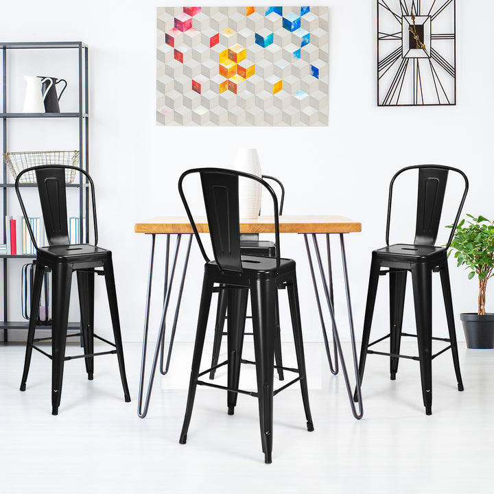 Metal Bar Stools with Removable Back, Rubber Feet for Kitchen, Bar, Restaurant - TidySpaces