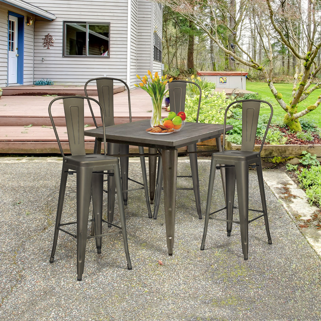 Metal Bar Stools with Removable Back, Rubber Feet for Kitchen, Bar, Restaurant - TidySpaces