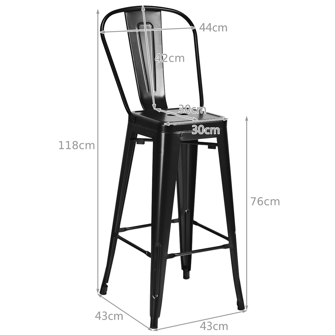 Metal Bar Stools with Removable Back, Rubber Feet for Kitchen, Bar, Restaurant - TidySpaces