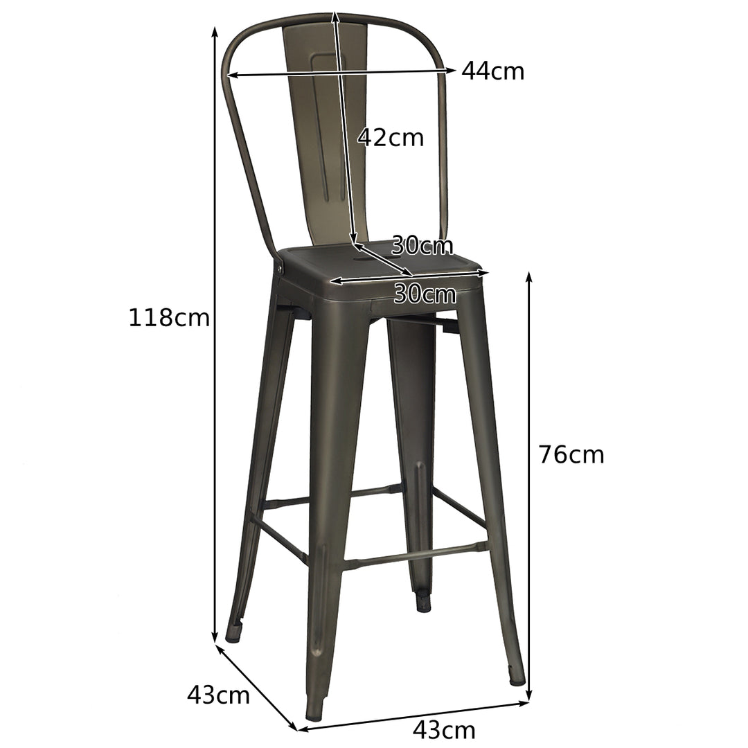 Metal Bar Stools with Removable Back, Rubber Feet for Kitchen, Bar, Restaurant - TidySpaces