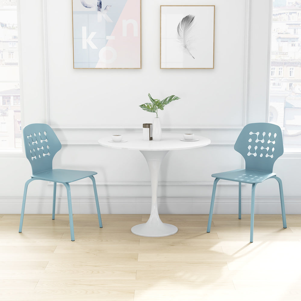 Metal Dining Chair Set of 4 with Hollowed Backrest and Metal Legs - TidySpaces