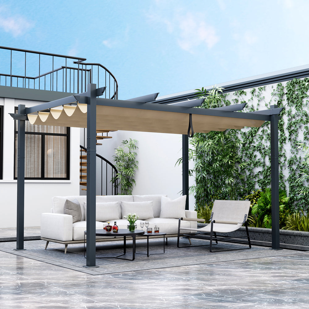 3 x 4 M Outdoor Retractable Pergola with Sun Shade Canopy - TidySpaces