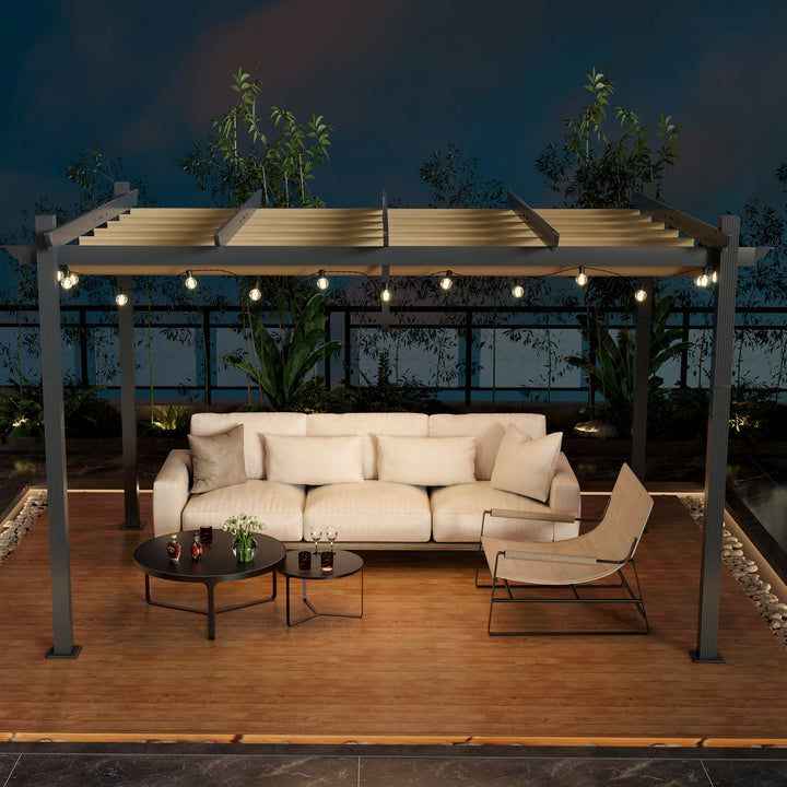 3 x 4 M Outdoor Retractable Pergola with Sun Shade Canopy - TidySpaces