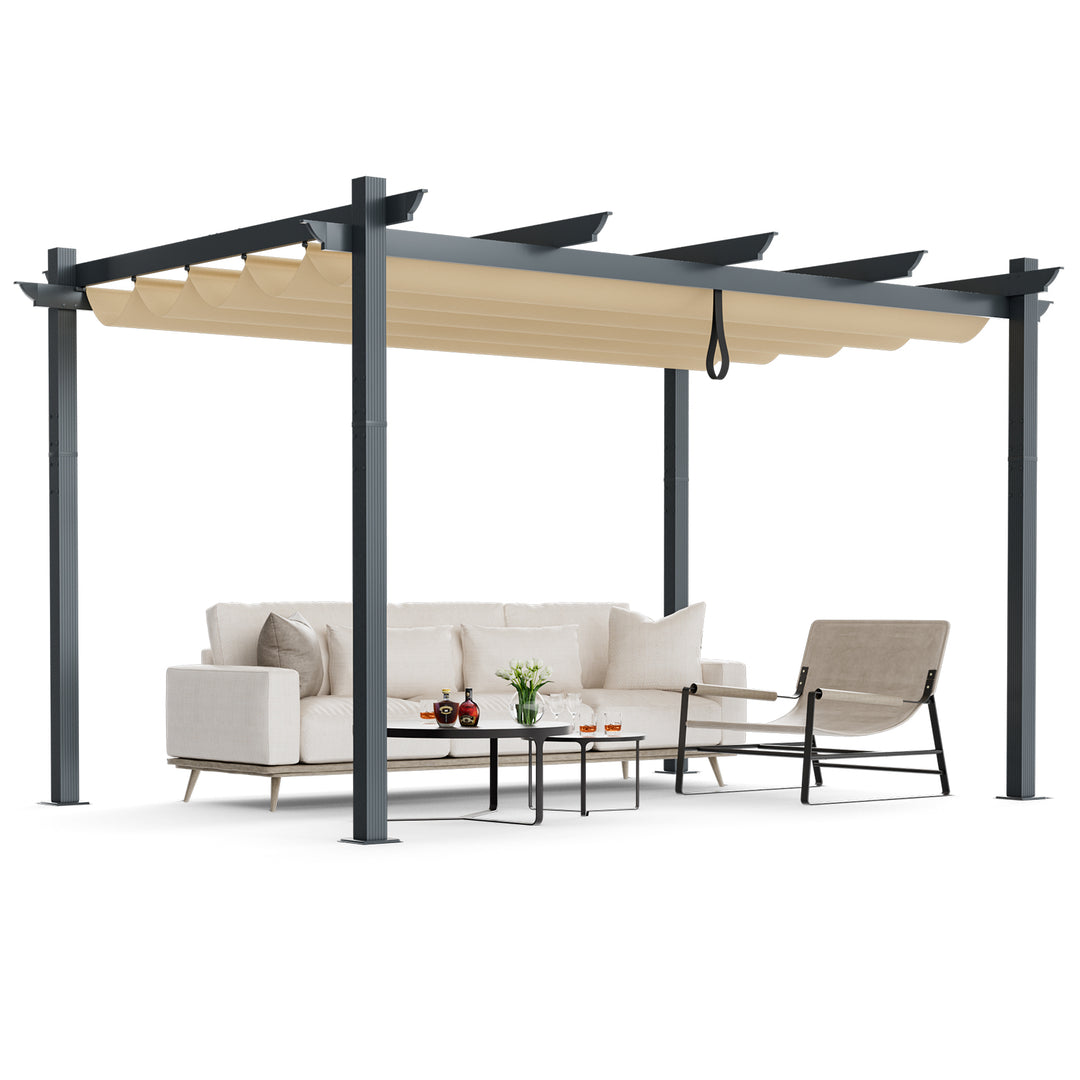 3 x 4 M Outdoor Retractable Pergola with Sun Shade Canopy - TidySpaces