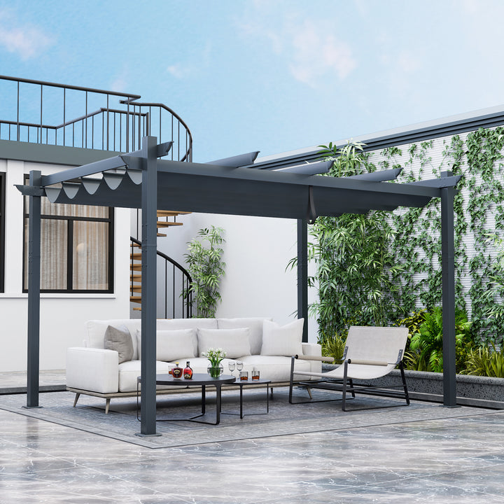 3 x 4 M Outdoor Retractable Pergola with Sun Shade Canopy - TidySpaces