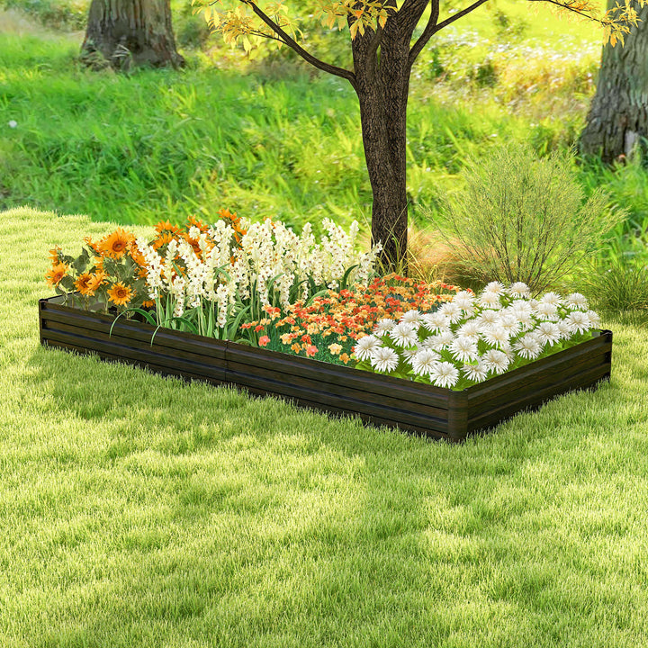 240 x 120 x 30 cm Metal Raised Garden Bed with Open-Ended Base-Brown