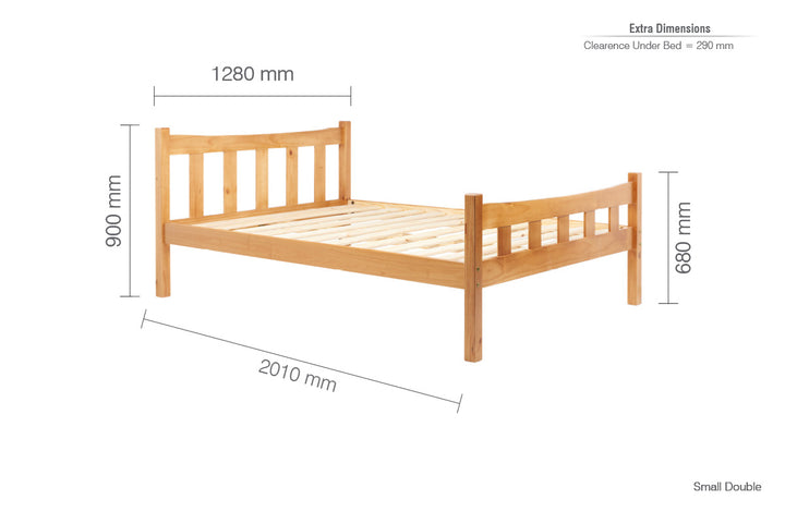 Elegant Pine Bed with Solid Slatted Base for Enhanced Stability