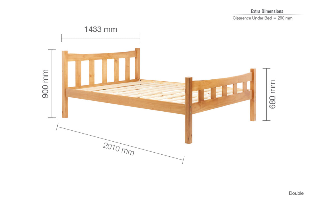 Elegant Pine Bed with Solid Slatted Base for Enhanced Stability