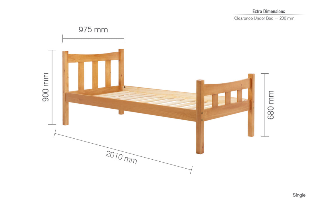 Elegant Pine Bed with Solid Slatted Base for Enhanced Stability