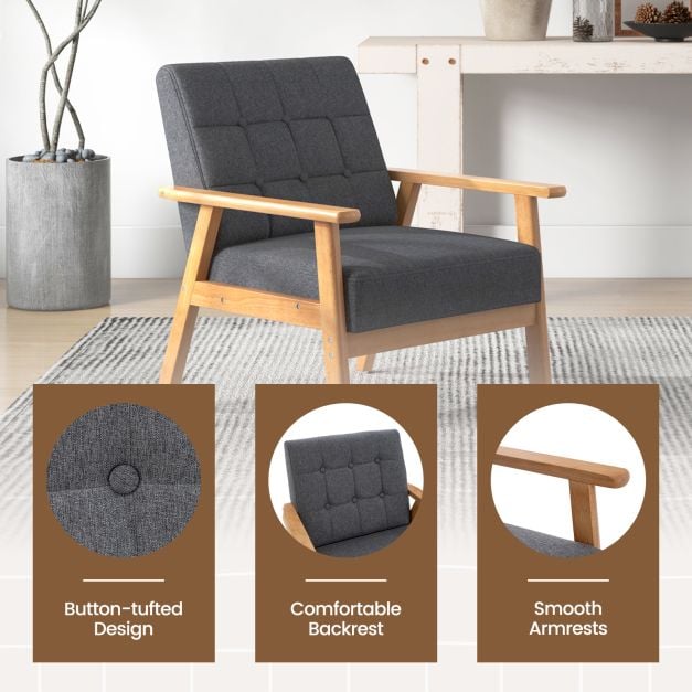 Mid century Modern Accent Chair with Breathable Linen Cloth
