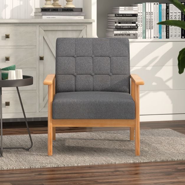 Mid century Modern Accent Chair with Breathable Linen Cloth