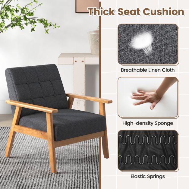 Mid century Modern Accent Chair with Breathable Linen Cloth