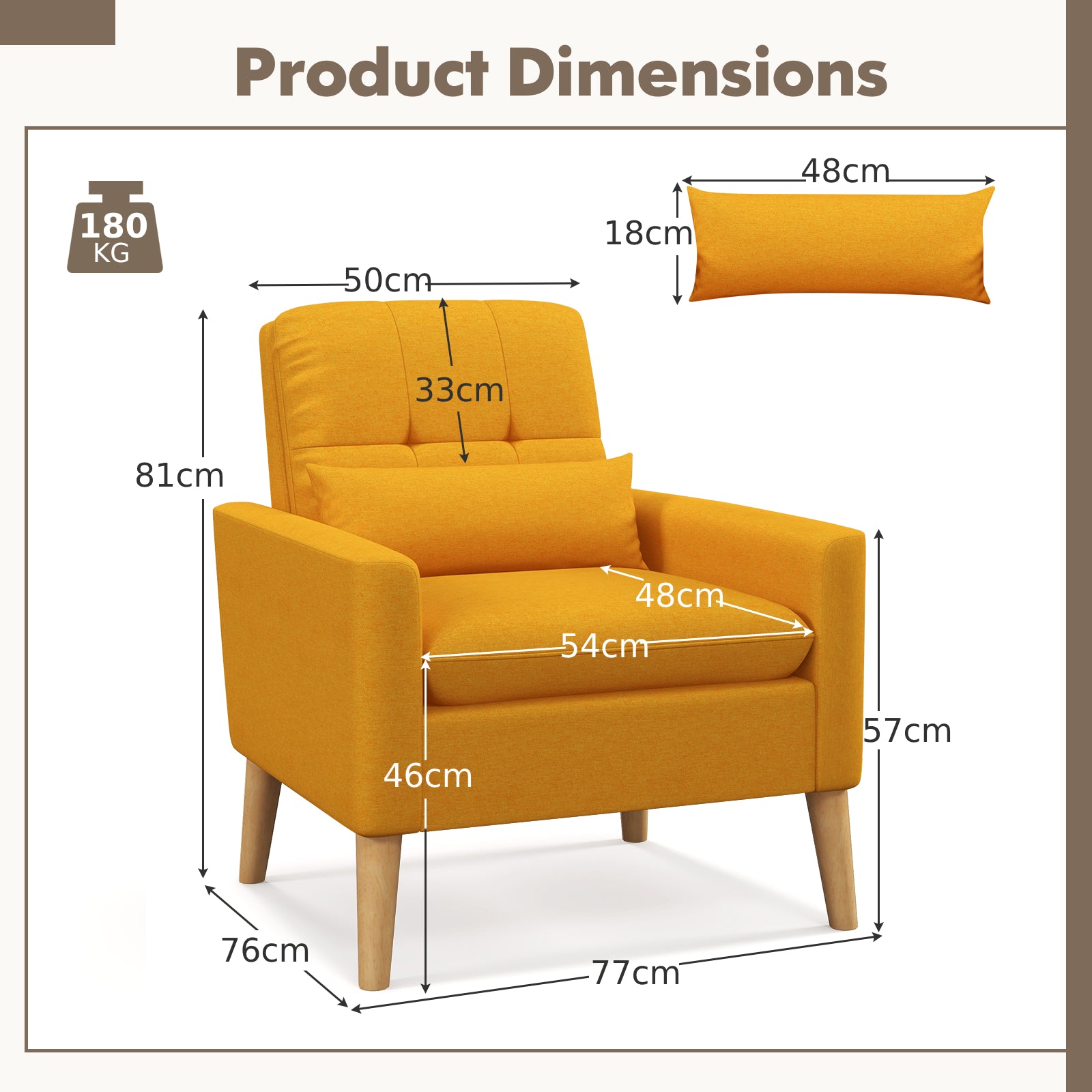 Mid century Modern Accent Chair with Lumbar Pillow Yellow TidySpaces