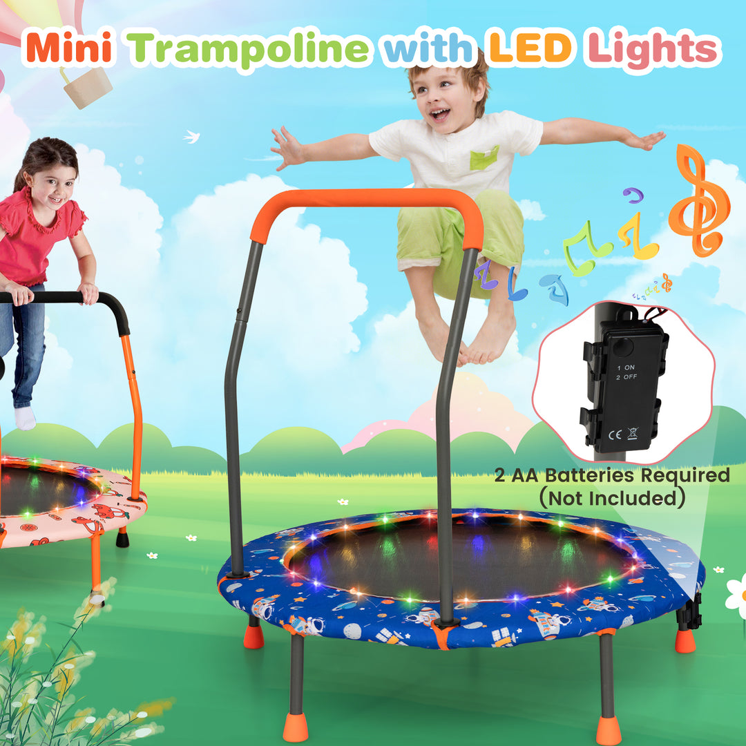 Mini Trampoline for Children with LED Lights and Padded Safety Handle