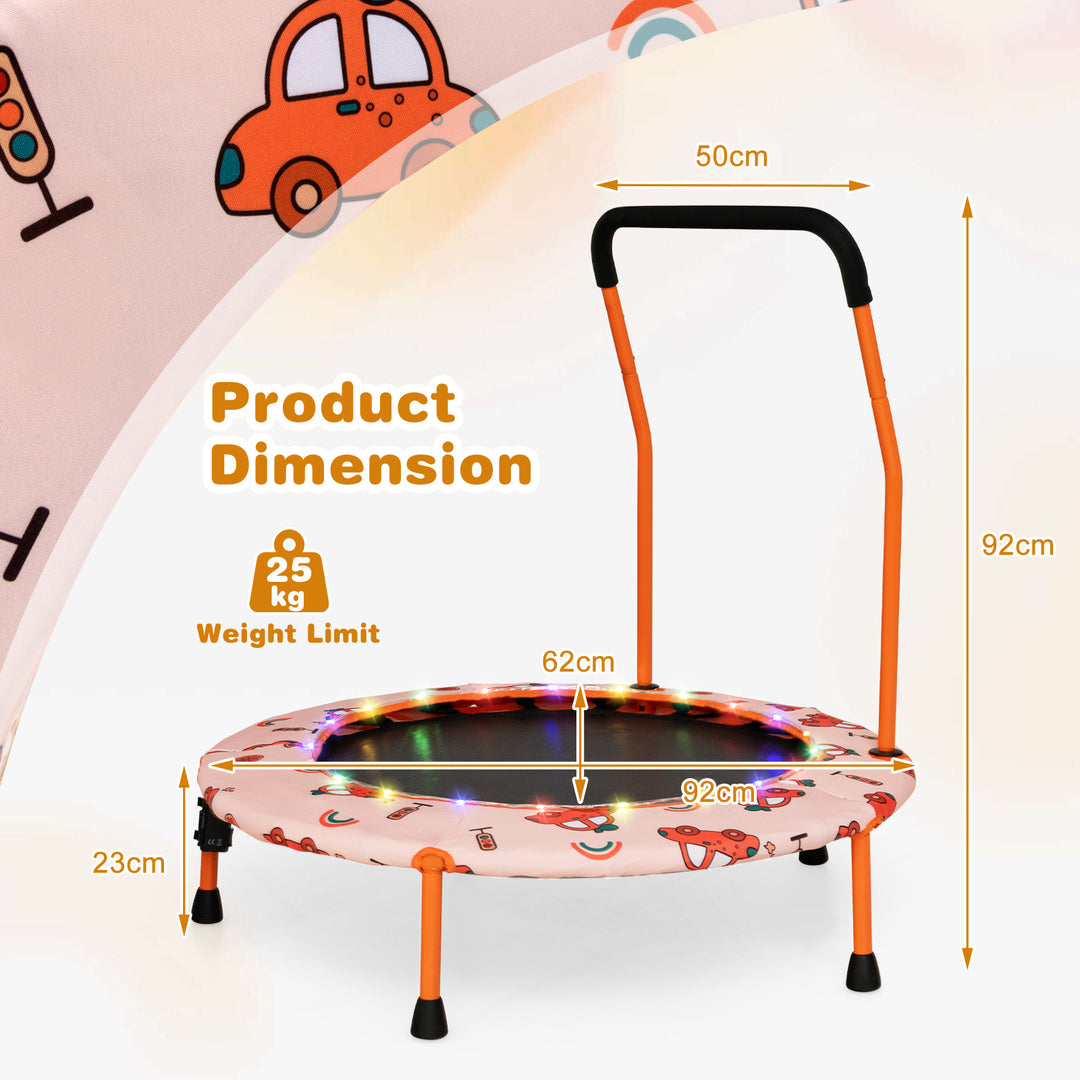 Mini Trampoline for Children with LED Lights and Padded Safety Handle