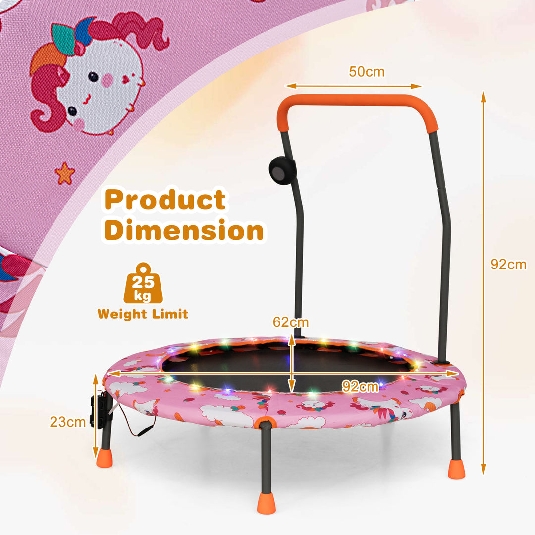 Mini Trampoline for Children with LED Lights and Padded Safety Handle