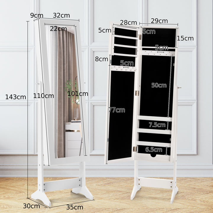 Mirrored Jewelry Armoire with Full Length Mirror and 3 Tilting Angles - TidySpaces