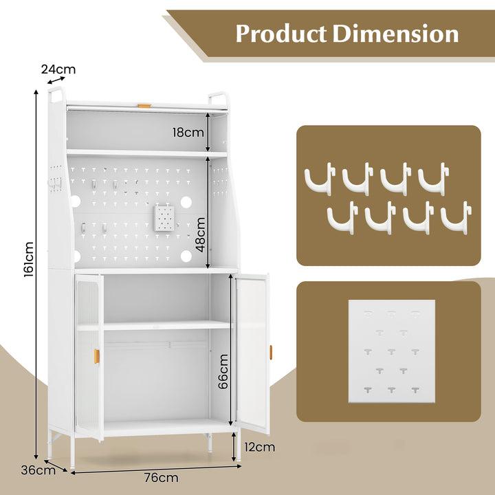 Kitchen Pantry Storage Cabinet Freestanding Baker Rack with Pegboard - TidySpaces