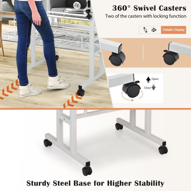 Height Adjustable Workstation with Wheels for Standing or Sitting