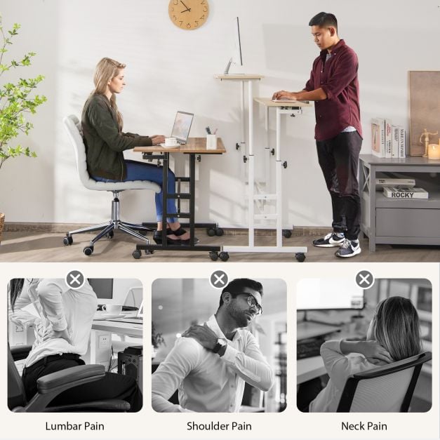 Height Adjustable Workstation with Wheels for Standing or Sitting