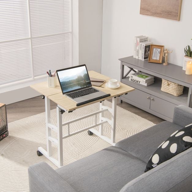 Height Adjustable Workstation with Wheels for Standing or Sitting