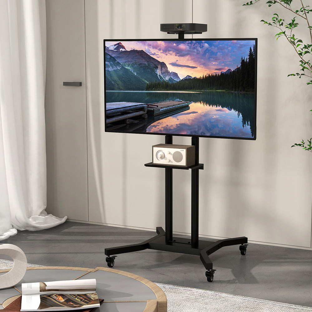 Mobile TV Stand Height Adjustable TV Cart with Lockable Wheels - TidySpaces