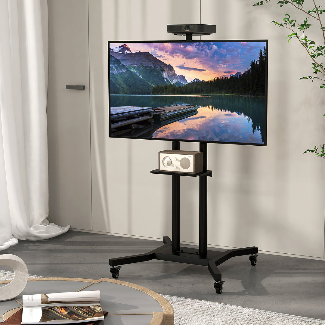 Mobile TV Stand Height Adjustable TV Cart with Lockable Wheels - TidySpaces