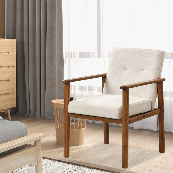 Modern Accent Chair Linen Fabric Armchair with Soft Cushioned - TidySpaces