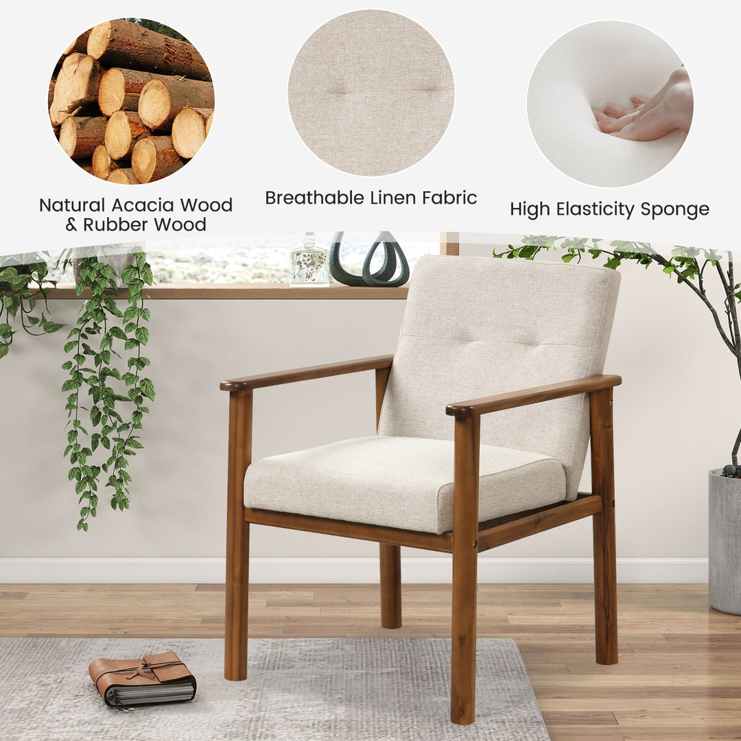 Modern Accent Chair Linen Fabric Armchair with Soft Cushioned - TidySpaces