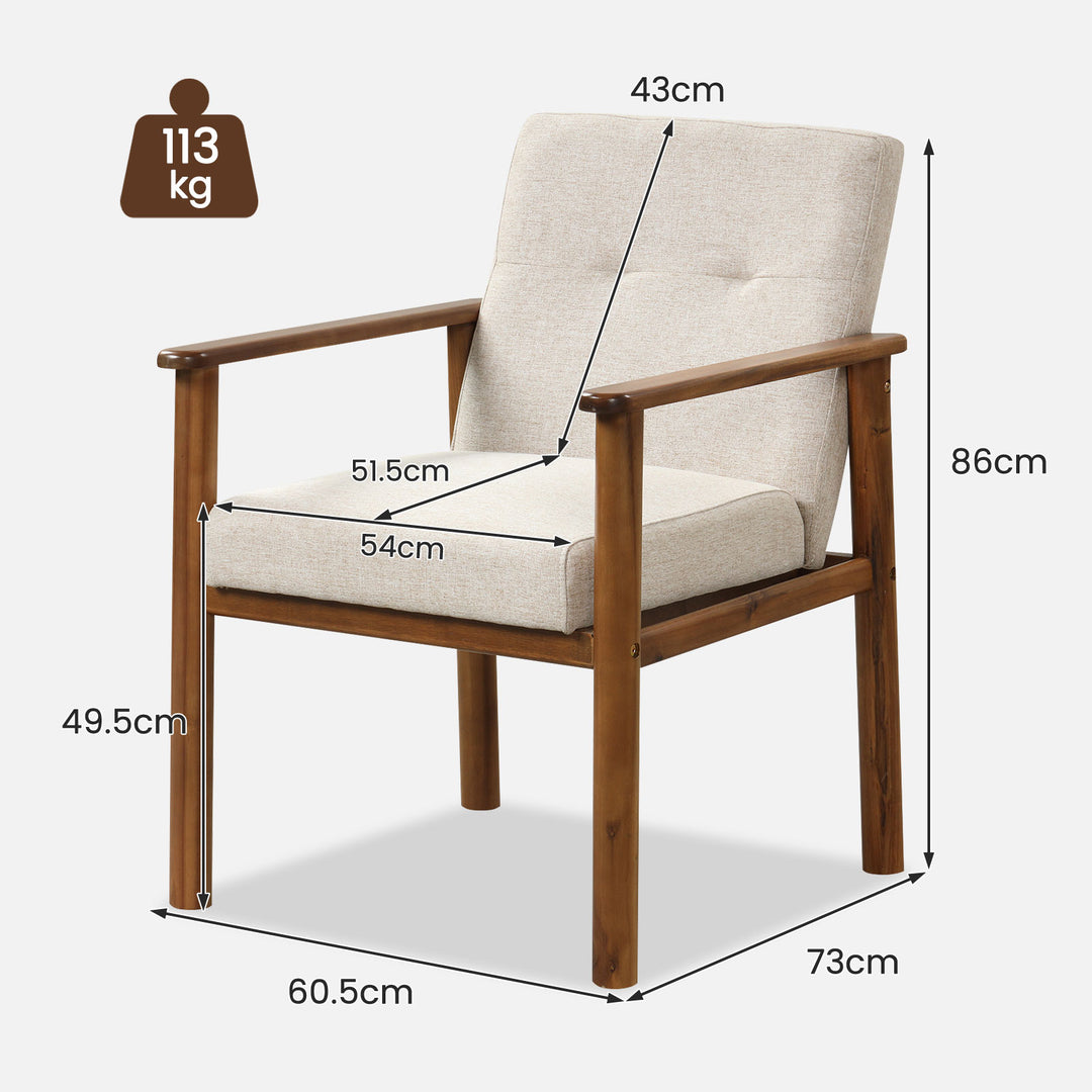 Modern Accent Chair Linen Fabric Armchair with Soft Cushioned - TidySpaces