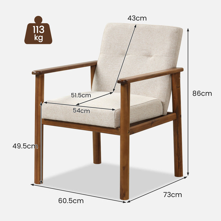 Modern Accent Chair Linen Fabric Armchair with Soft Cushioned - TidySpaces