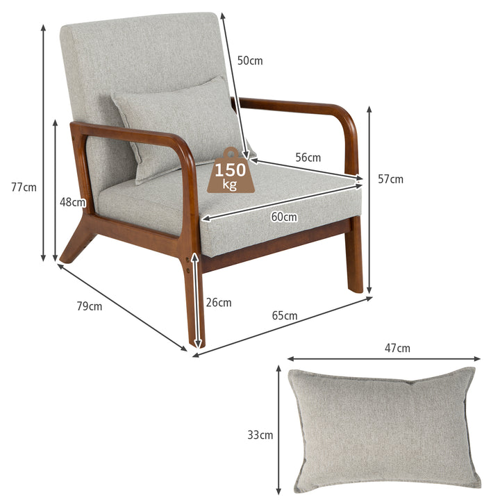 Modern Accent Chair with Lumbar Pillow and Rubber Wood Frame - TidySpaces