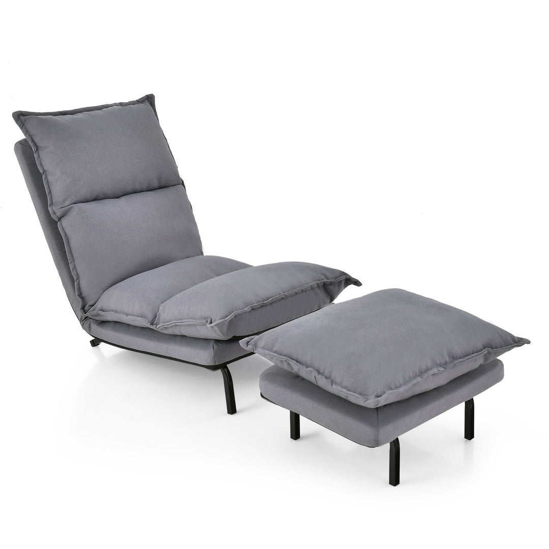 Modern Armless Accent Chair with Ottoman and Adjustable Backrest - TidySpaces