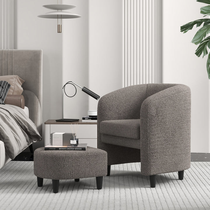 Modern Barrel Chair with Ottoman for Living Room Bedroom Office