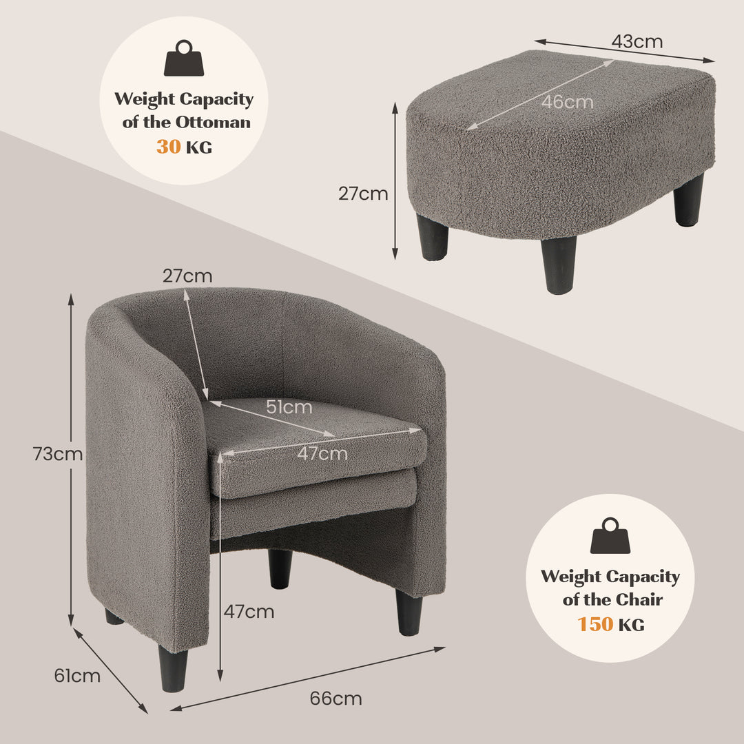 Modern Barrel Chair with Ottoman for Living Room Bedroom Office