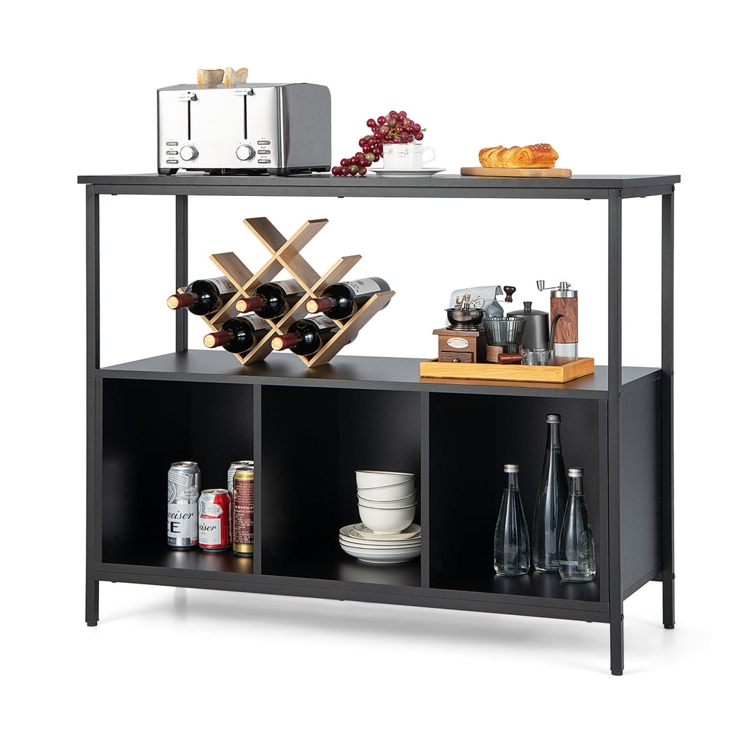 Modern Buffet Sideboard with Steel Frame Open Shelf and 3 Compartments - TidySpaces