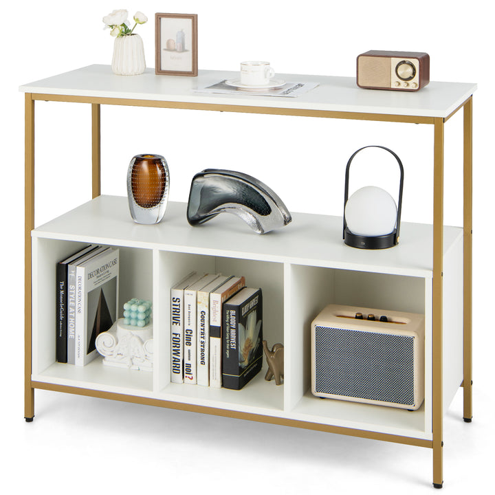 Modern Buffet Sideboard with Steel Frame Open Shelf and 3 Compartments - TidySpaces