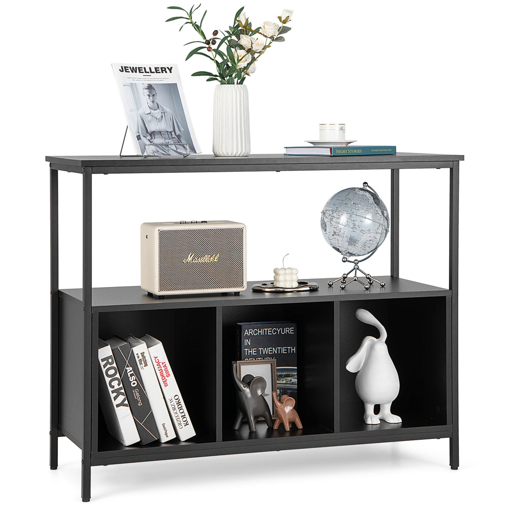 Modern Buffet Sideboard with Steel Frame Open Shelf and 3 Compartments - TidySpaces