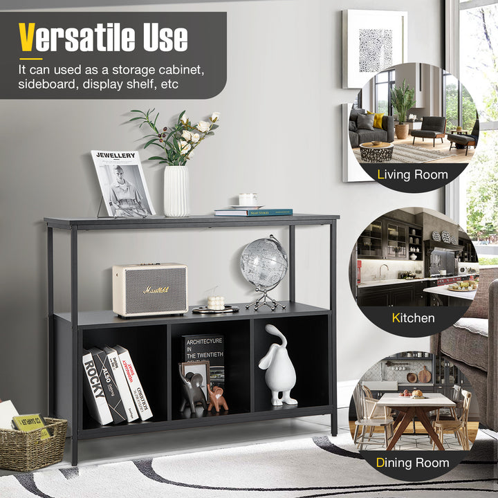 Modern Buffet Sideboard with Steel Frame Open Shelf and 3 Compartments - TidySpaces