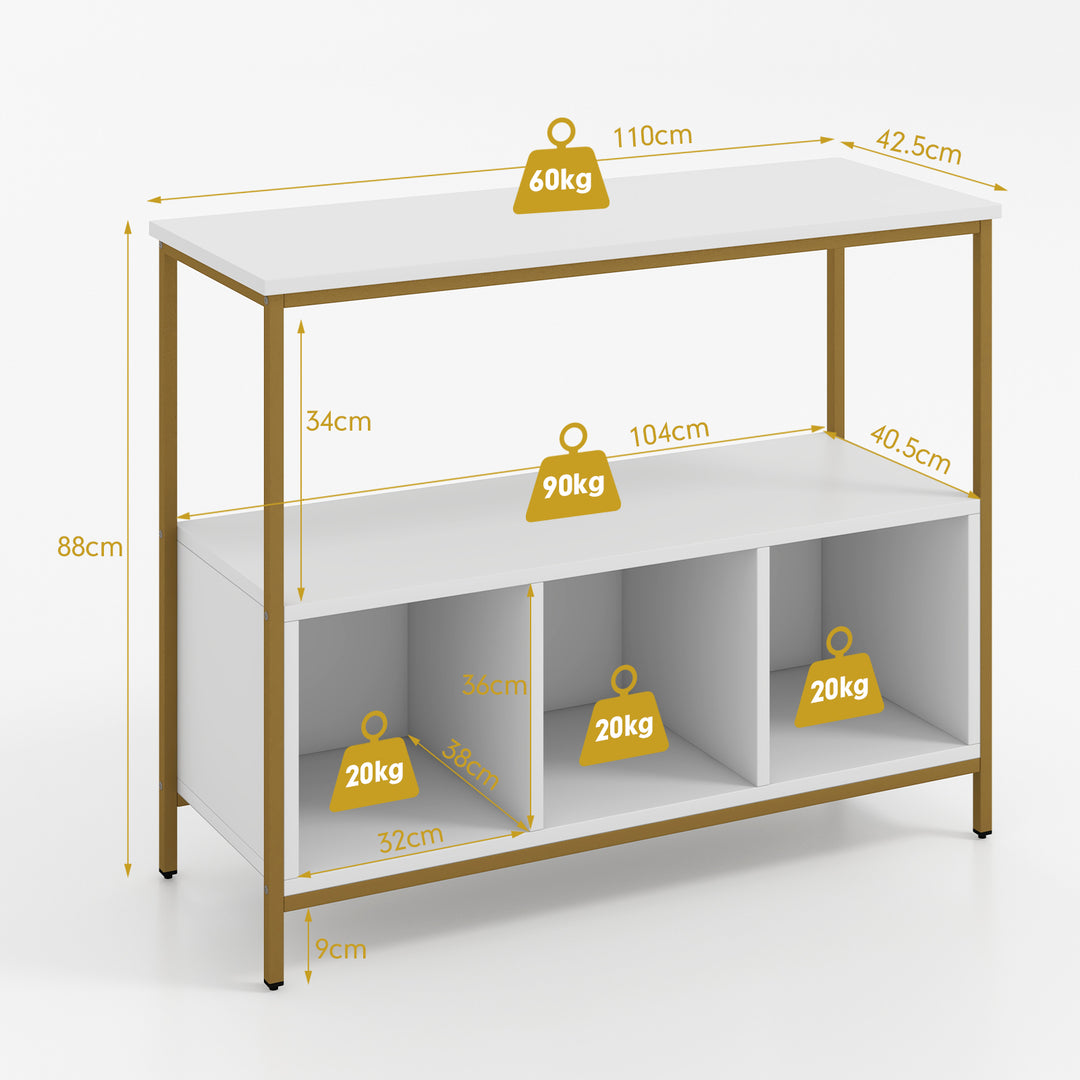 Modern Buffet Sideboard with Steel Frame Open Shelf and 3 Compartments - TidySpaces